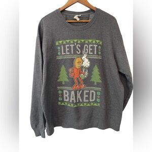 Unisex Let’s Get Baked Christmas Sweatshirt Gingerbread Man Quirky‎ Novelty XL